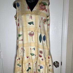 Chicken Noodle San Francisco Vintage Stonebridge Womens Dress Yellow Floral/Leaf